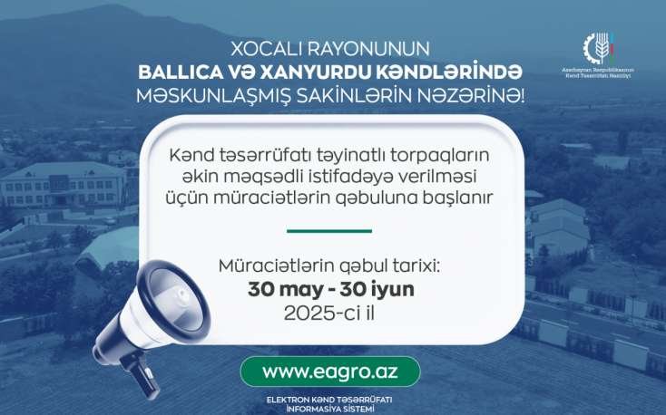Bu torpaqların istifadəsi üçün müraciətlərin qəbuluna başlanılır