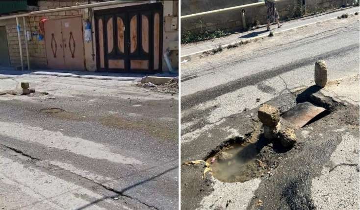 Heydər Əliyev küçəsində çirkab suları yola axır -